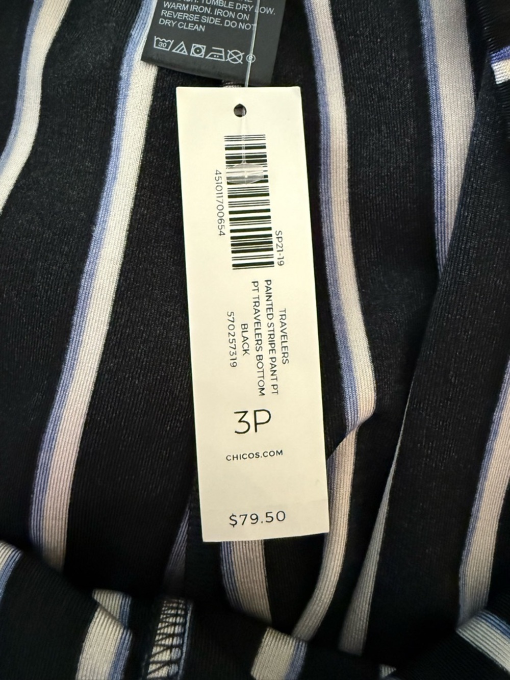 Chico's Black and White Vertical-Stripe Wide Leg Pants - Picture 9 of 9